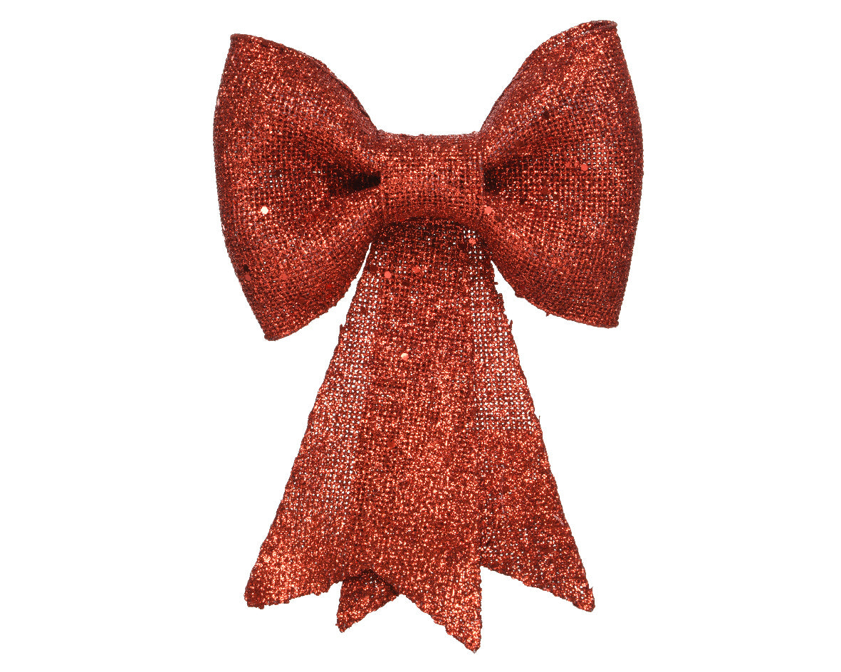 Red glitter bow 12x14 cm