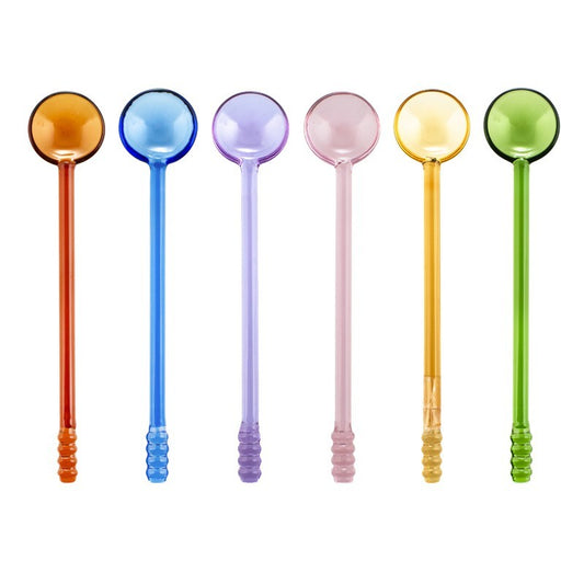 Set 6 cucchiaini Bibita in vetro borosilicato  ass