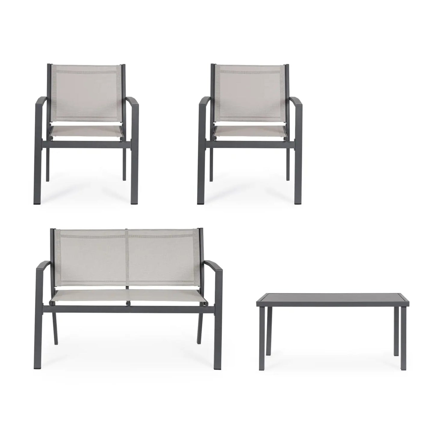 Salotto da giardino Florida 4 pezzi grigio chiaro
