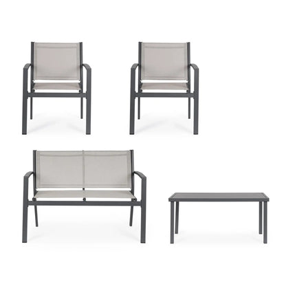 Salotto da giardino Florida 4 pezzi grigio chiaro