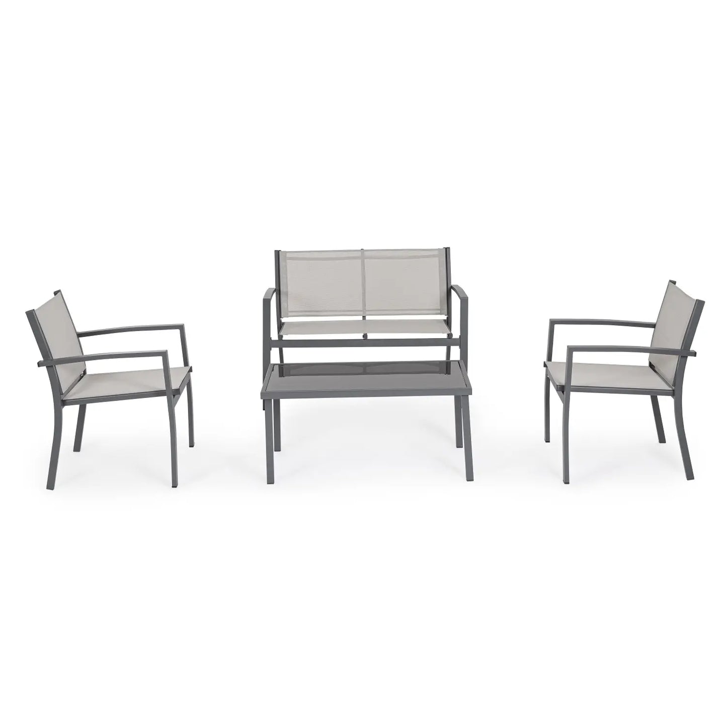Salotto da giardino Florida 4 pezzi grigio chiaro
