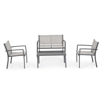 Salotto da giardino Florida 4 pezzi grigio chiaro