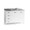 White kitchen under-sink cabinet, 2 doors with left drawer, 120x50x85
