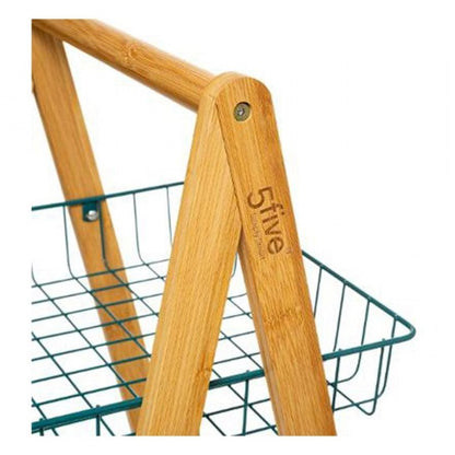 Moderner Küchenwagen aus Bambus, 3 Regale, Benzin, mit Rollen, 54,5 x 35,5 x H 88 cm