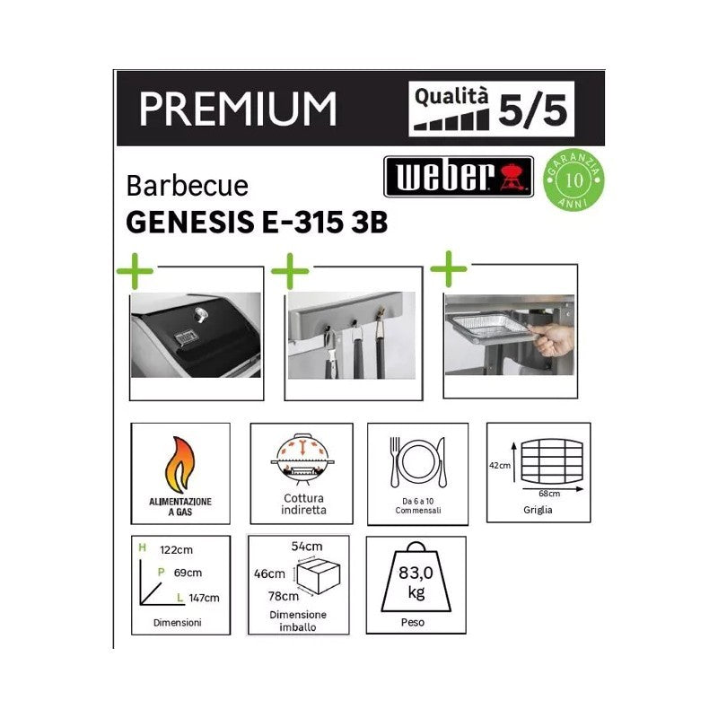Barbacoa de gas Weber Genesis E-315 147 x 77,5 cm