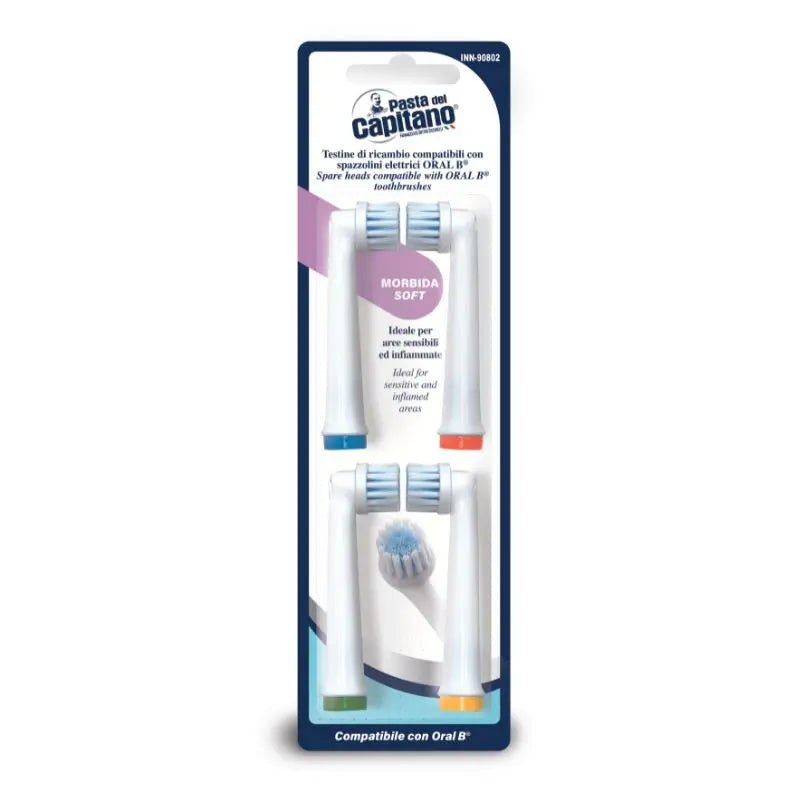 Set 4 testine di ricambio per spazzolino elettrico compatibili Oral-B® aree sensibili