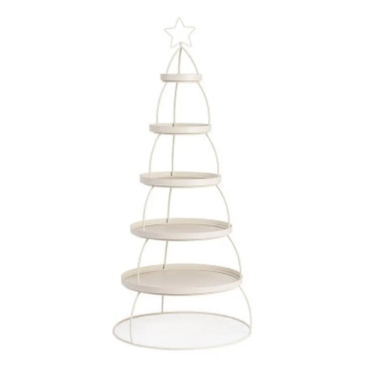 Espositore Fresh tondo a 5 piani in pino bianco Ø60 × H157 cm