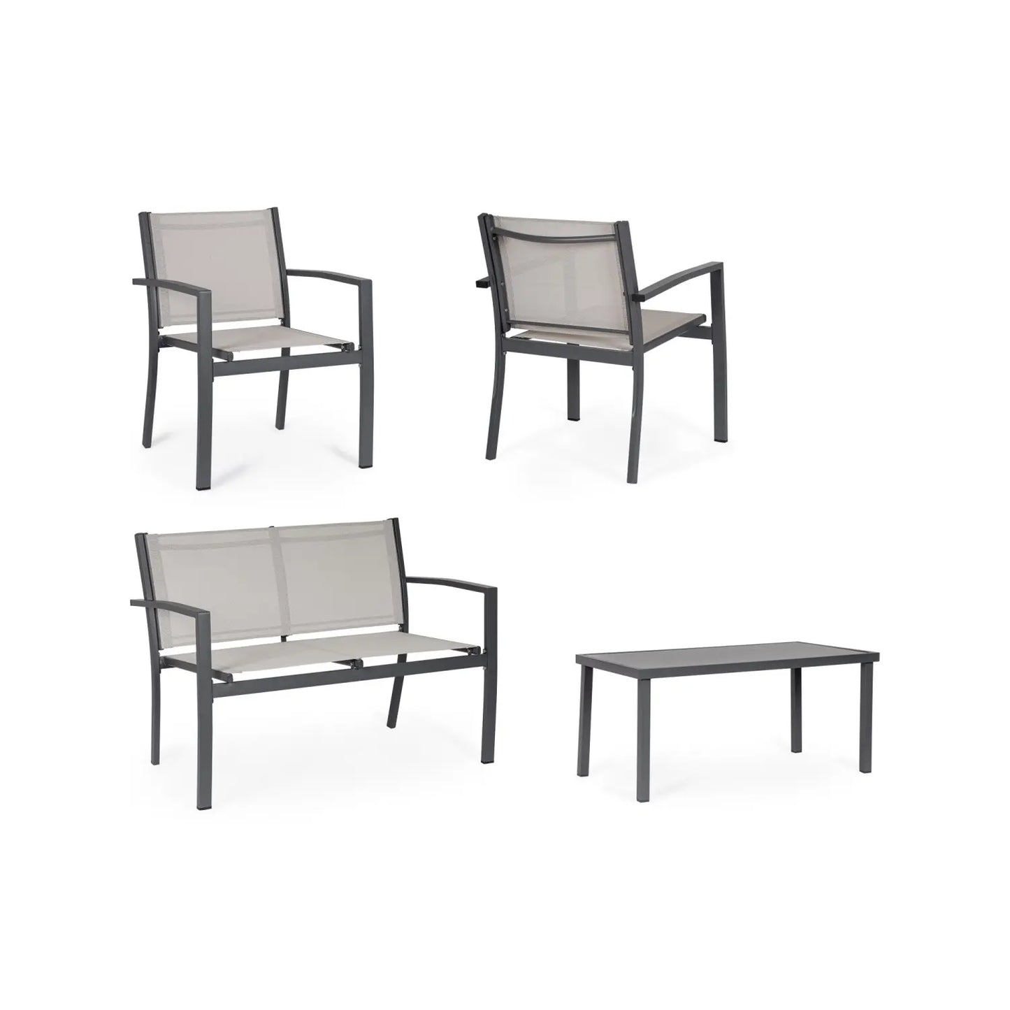 Salotto da giardino Florida 4 pezzi grigio chiaro