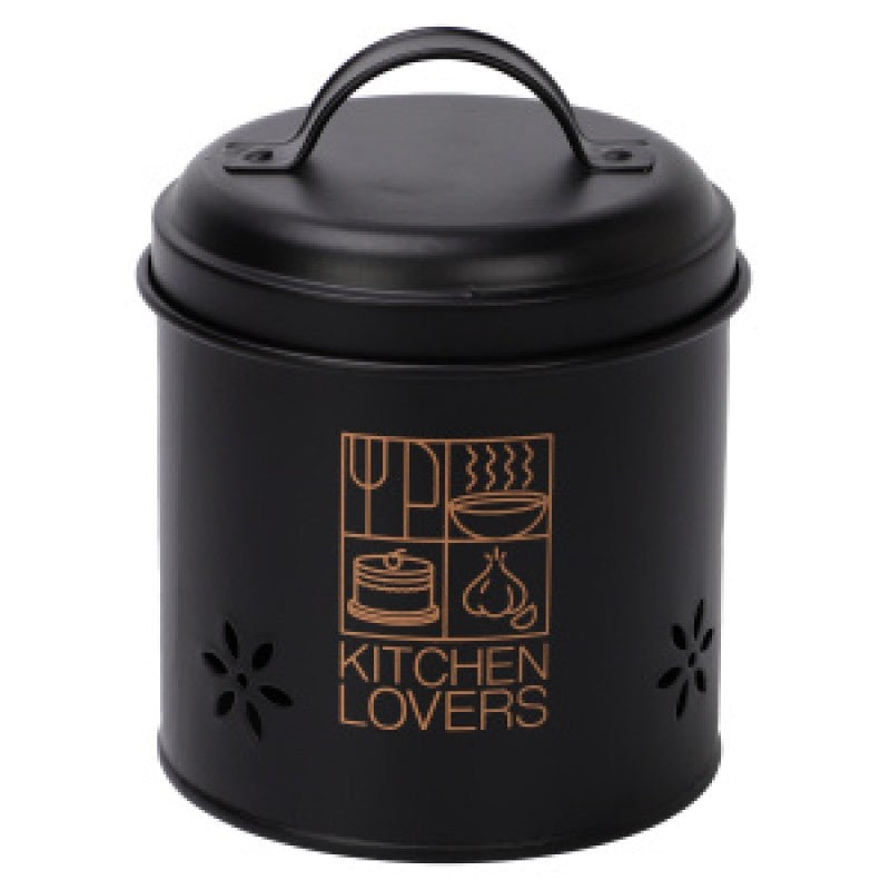Black metal tin garlic holder