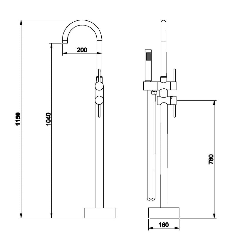 Miscelatore monocomando per vasca Dante - Nero
