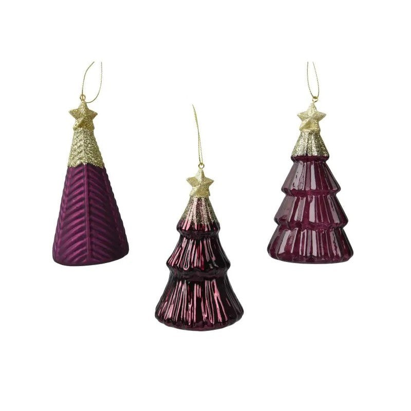 Pendente albero di Natale in vetro H12.6 cm 3 colori assortiti