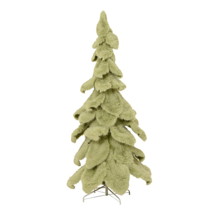Albero di Natale decorativo in pelliccia sintetica verde Ø80 × H130 cm