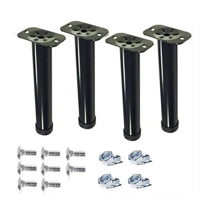 Set 4 gambe h 30 cm per rete a doghe (Altezza Finita 35 cm) - nere con piastra e vassoio