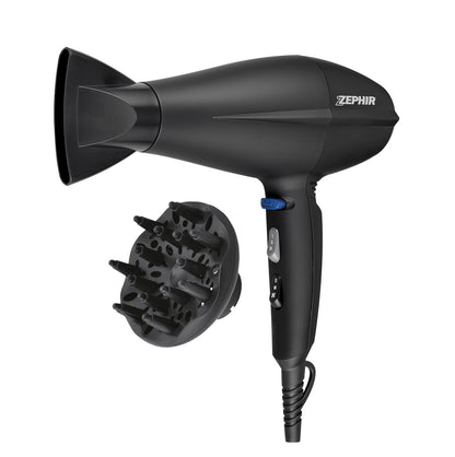 Secador de pelo profesional con ionización y accesorios incluidos.