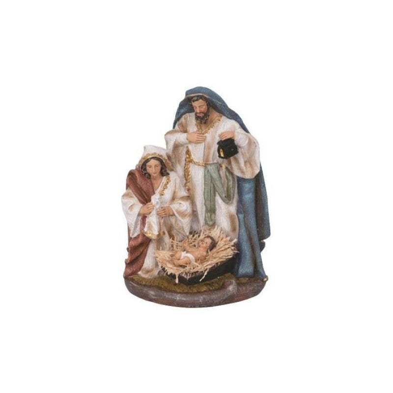 Natività in resina H22 cm su base con mantello blu