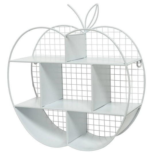 Libreria decorativa in metallo a forma di mela bianca 41 × 15 × H45 cm