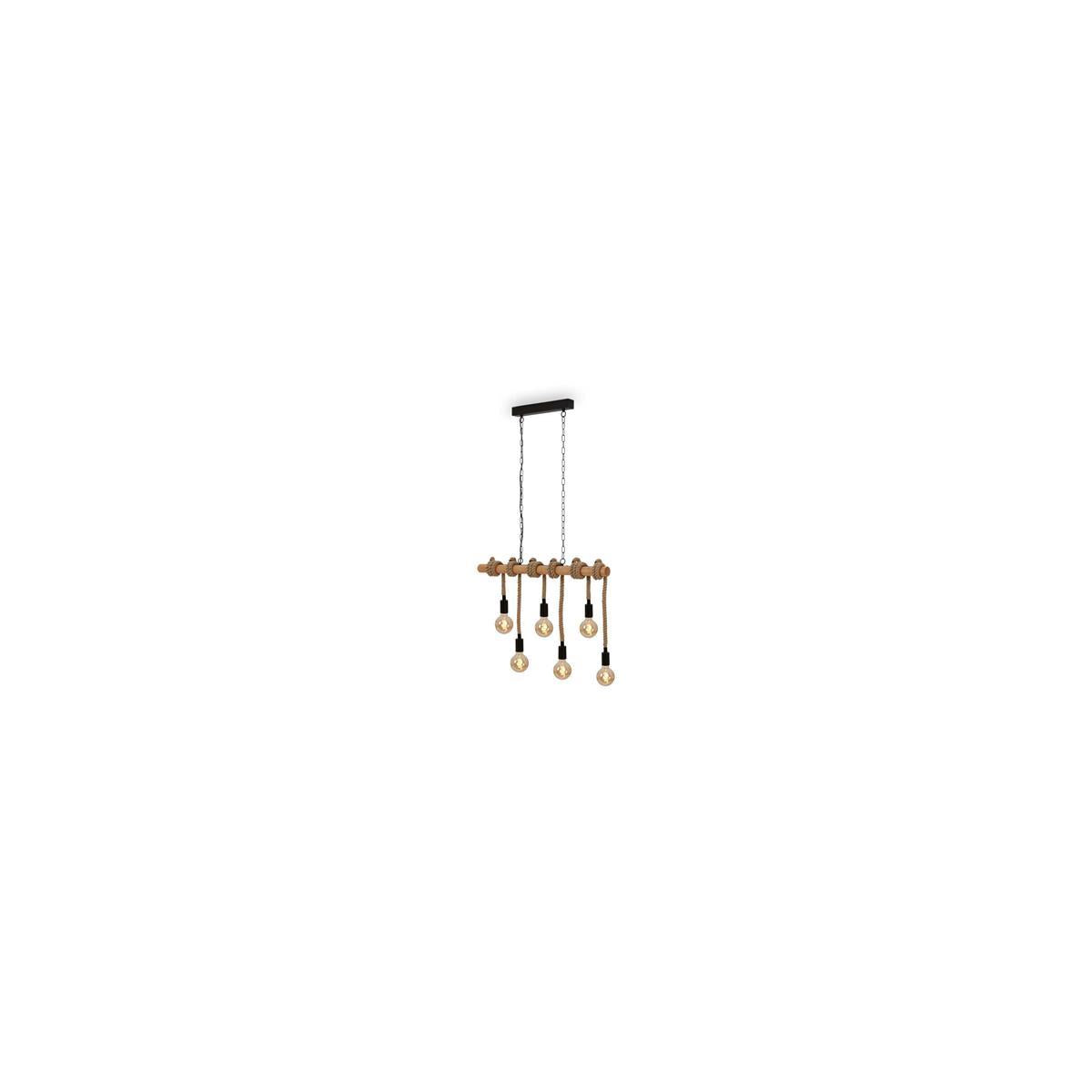 Rustic suspension 90x180 cm with 6 E27