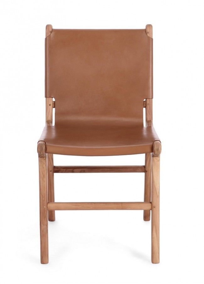 2x Sedie in Pelle Liscia Rivestita a Pannello 46x59x85H cm