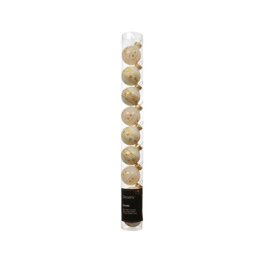 Box 9 palline di Natale in vetro bianco lana lucide e opache Ø3 cm