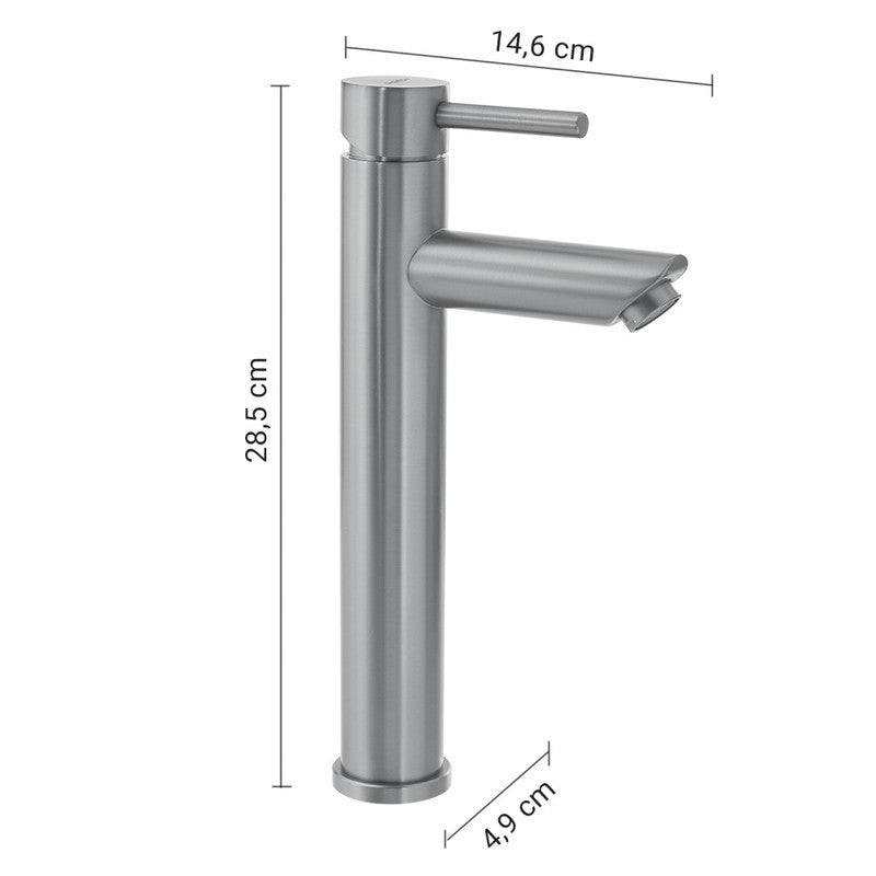 Miscelatore per lavabo alto Garda gun metal 28,5 x 4,9 x 14,6 cm