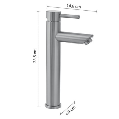 Miscelatore per lavabo alto Garda gun metal 28,5 x 4,9 x 14,6 cm