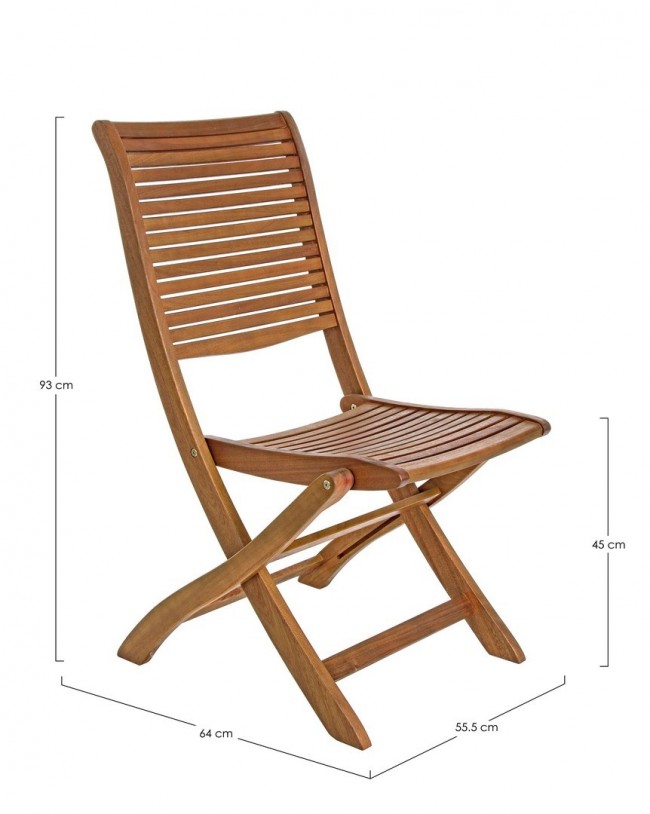 Set mit 2 Noemi-Klappstühlen aus Akazienholz, 64 x 55,5 x 93 cm