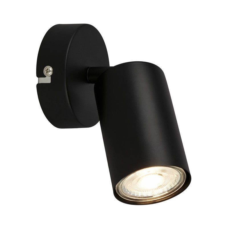 Adjustable black GU10 wall spotlight