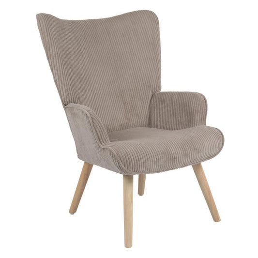 Hilary-Sessel aus taubengrauem Stoff mit Gestell aus Naturholz, 96 x 74 x 66 cm