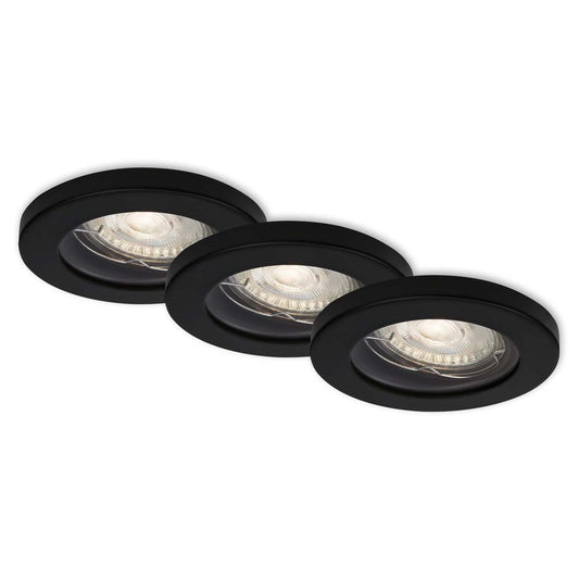 Juego de 3 focos empotrables negros de 85 mm