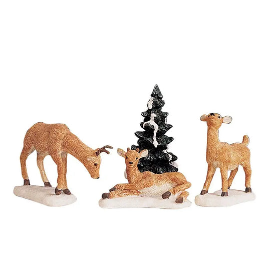 Set 4 cerbiatti decorativi per villaggio natalizio 11 × 5,5 × H6,5 cm