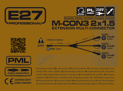 Connettore multiplo 3 uscite 15x15 cm