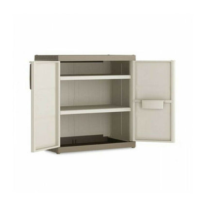 Armario bajo multiusos de dos puertas y dos baldas Beige EXCELENCIA 89x54x h93 cm