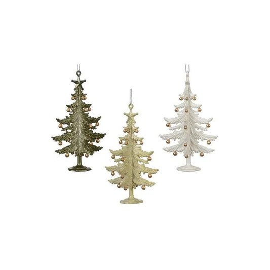 Decorazione natalizia albero in plastica h 13 cm colori assortiti