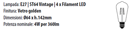 Lampada E27 ST64 4W 2200°K Golden