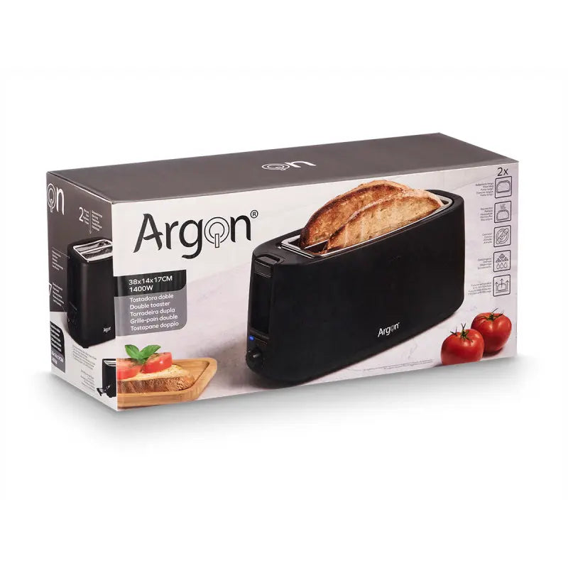 Tostadora doble larga negra 1400W