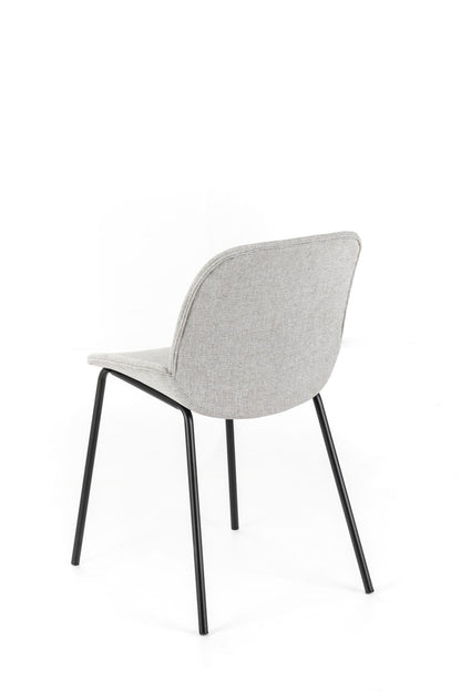 4x Sedia in Tessuto Grigio Chiaro con Gambe in Legno 57x46xH80 cm