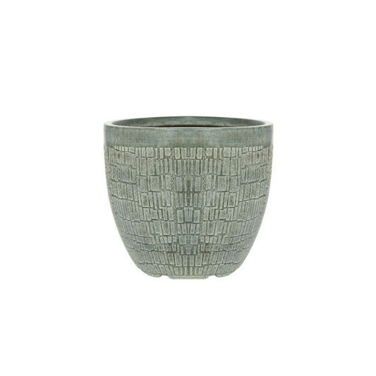 Fioriera Dean tonda in argilla grigio-verde Ø32 × H31 cm
