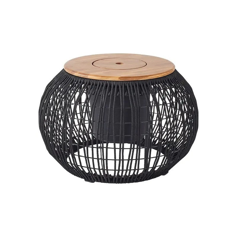 Tavolino laterale Seville in corda nero Ø58 × H37 cm