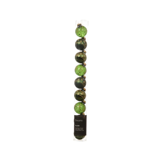 Box 9 palline di Natale in vetro verde pino lucide e opache Ø3 cm