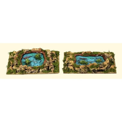Lago per presepe con effetto acqua e pesci 20 × 14 × H3,5 cm – 1 pezzo assortito