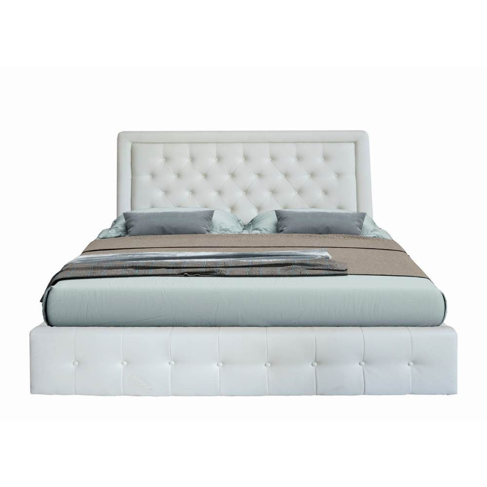 Letto matrimoniale contenitore Buttonsquare bianco testiera trapuntata con cornice