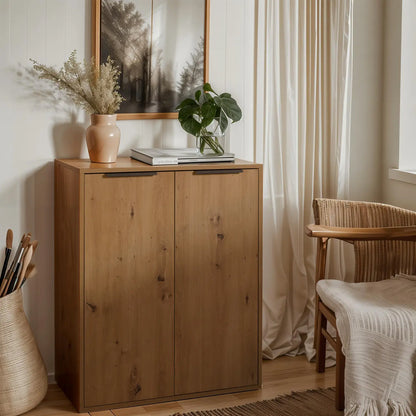 Mueble con 2 puertas artesanales de roble 72x35x87h cm
