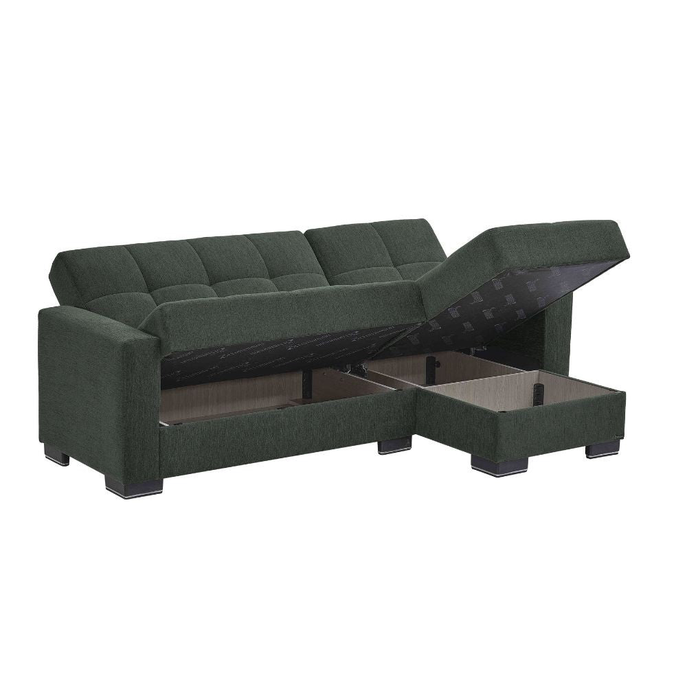 Divano Letto con Penisola 240x107x99 cm Verde Oliva