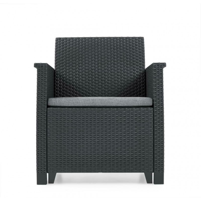 Keter Set 2 Armchairs + Open Coffee Table EMMA BALCONY Graphite