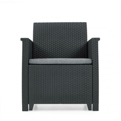 Keter Set 2 Armchairs + Open Coffee Table EMMA BALCONY Graphite