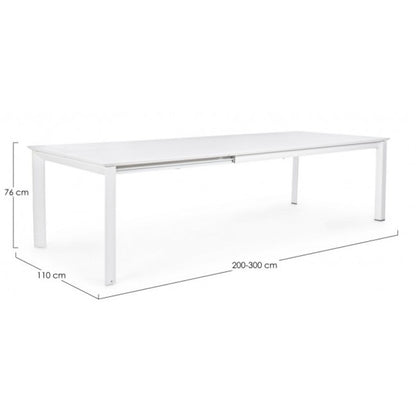 Konnor Tisch aus weißem Aluminium 200-300x110x76h cm