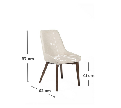 4x Silla de tela beige 62cm x 49,5cm H.87cm