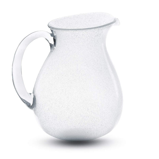 Pitcher white transparent Memento Originale blown glass carafe 1.6 L