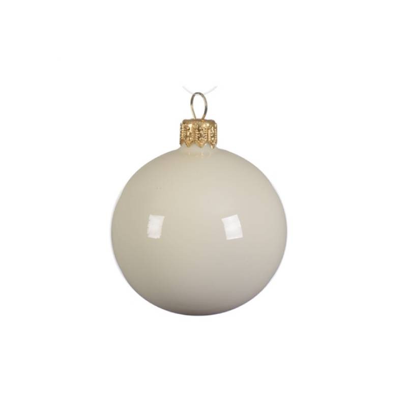 Box Da 6 Palline Natalizie In Vetro Bianco Latte Cm 8