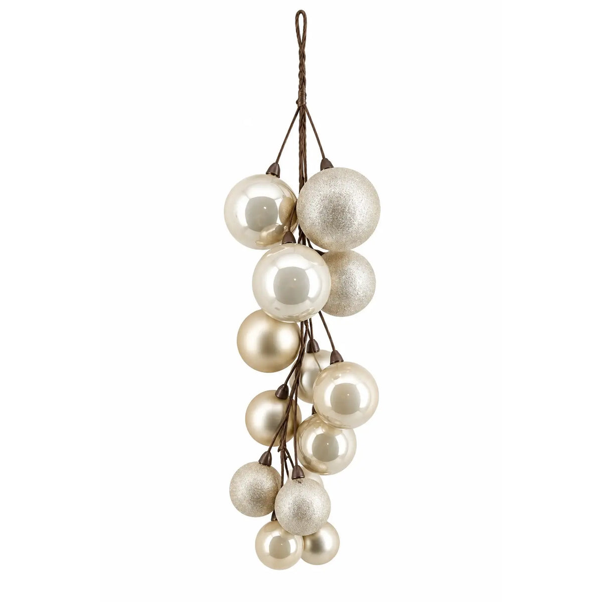 Grappolo di sfere natalizie crema infrangibili 16 × 16 × H46 cm